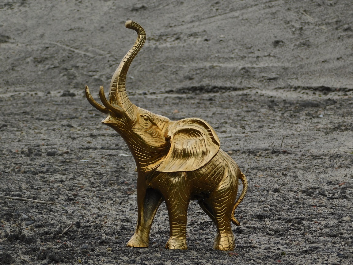 Figur Elefant, Gold, Aluminiumstatue / Tierstatue