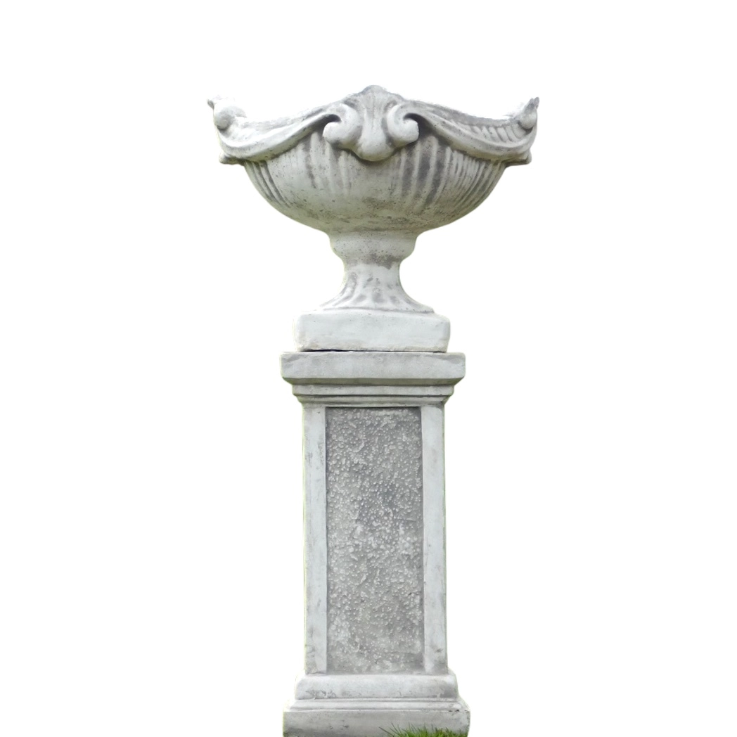 Blumentopf auf Podest  85 cm  klassisches Relief  Stein