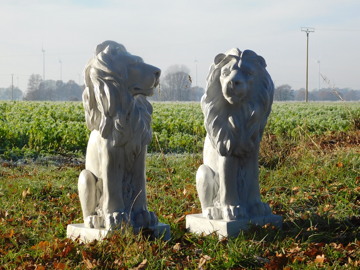 Set leeuwen - links en rechts kijkend - polystone wit