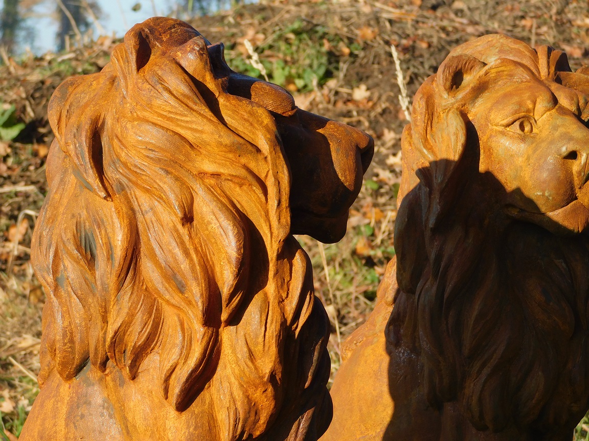 Set leeuwen - links en rechts kijkend - polystone oxid