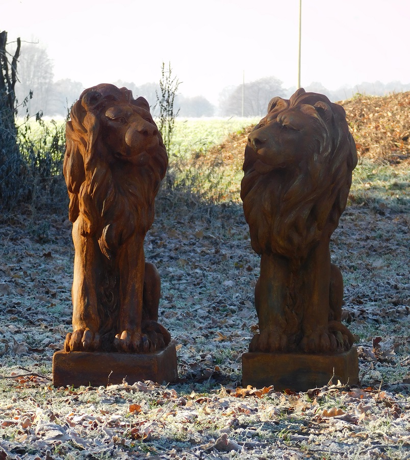 Set leeuwen - links en rechts kijkend - polystone oxid