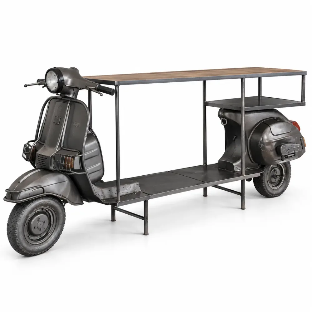 Scooter bartafel – 270 cm – unieke sidetable met opbergrek