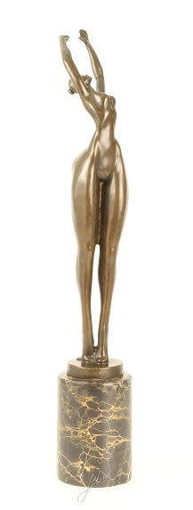 Een bronzen beeld/sculptuur van een kunstzinnige naakte vrouw