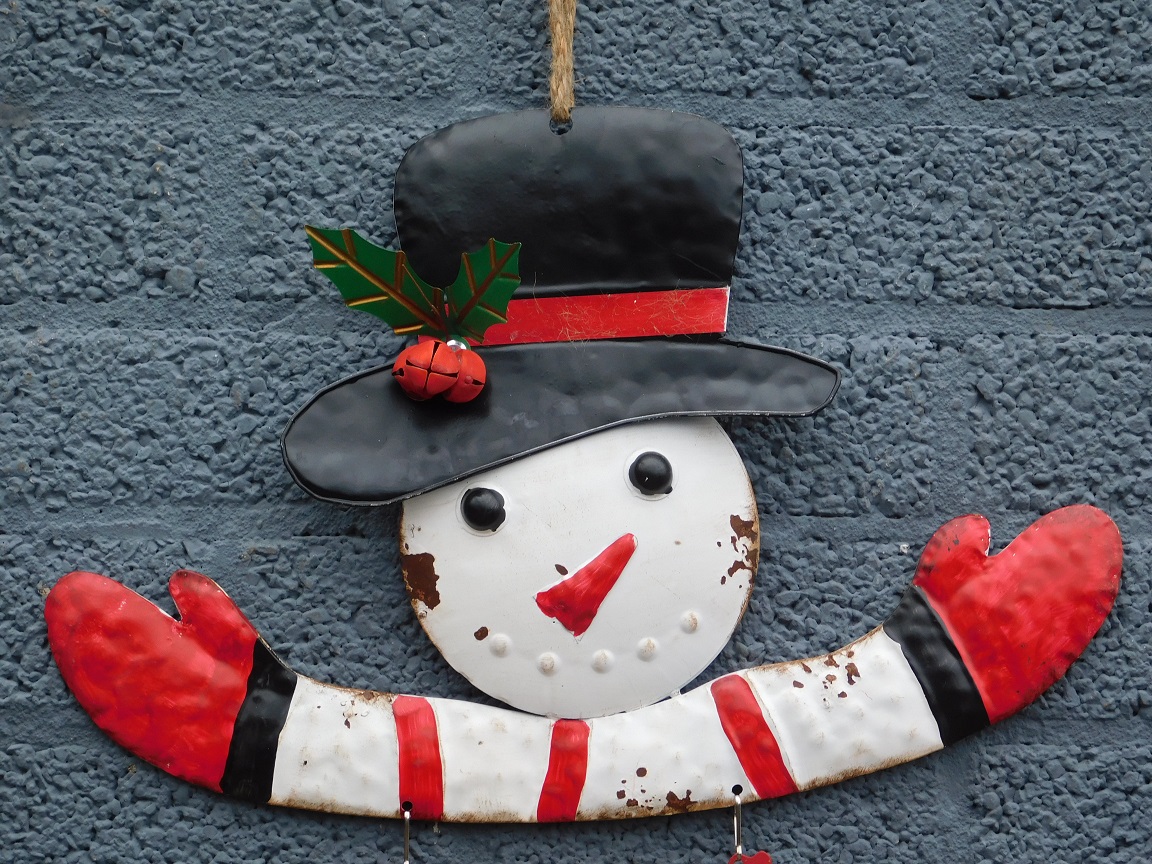 Sneeuwpop Merry Christmas - decoratieve old look hanger