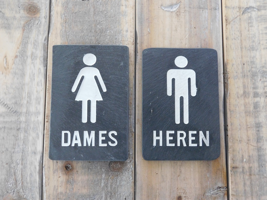 Set wc-bordjes 'Dames' & 'Heren' - van leisteen