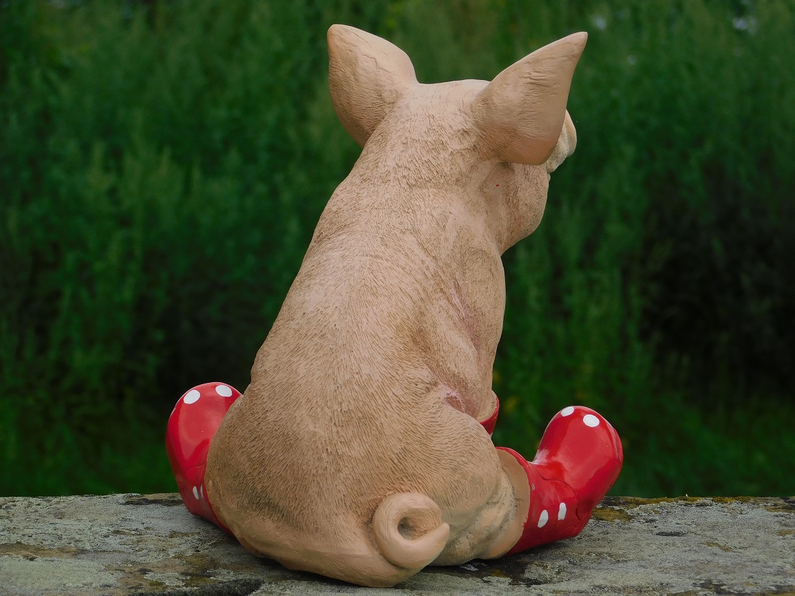 Gartenstatue Schwein, Tierstatue, Comicfigur, Gartenzubehör
