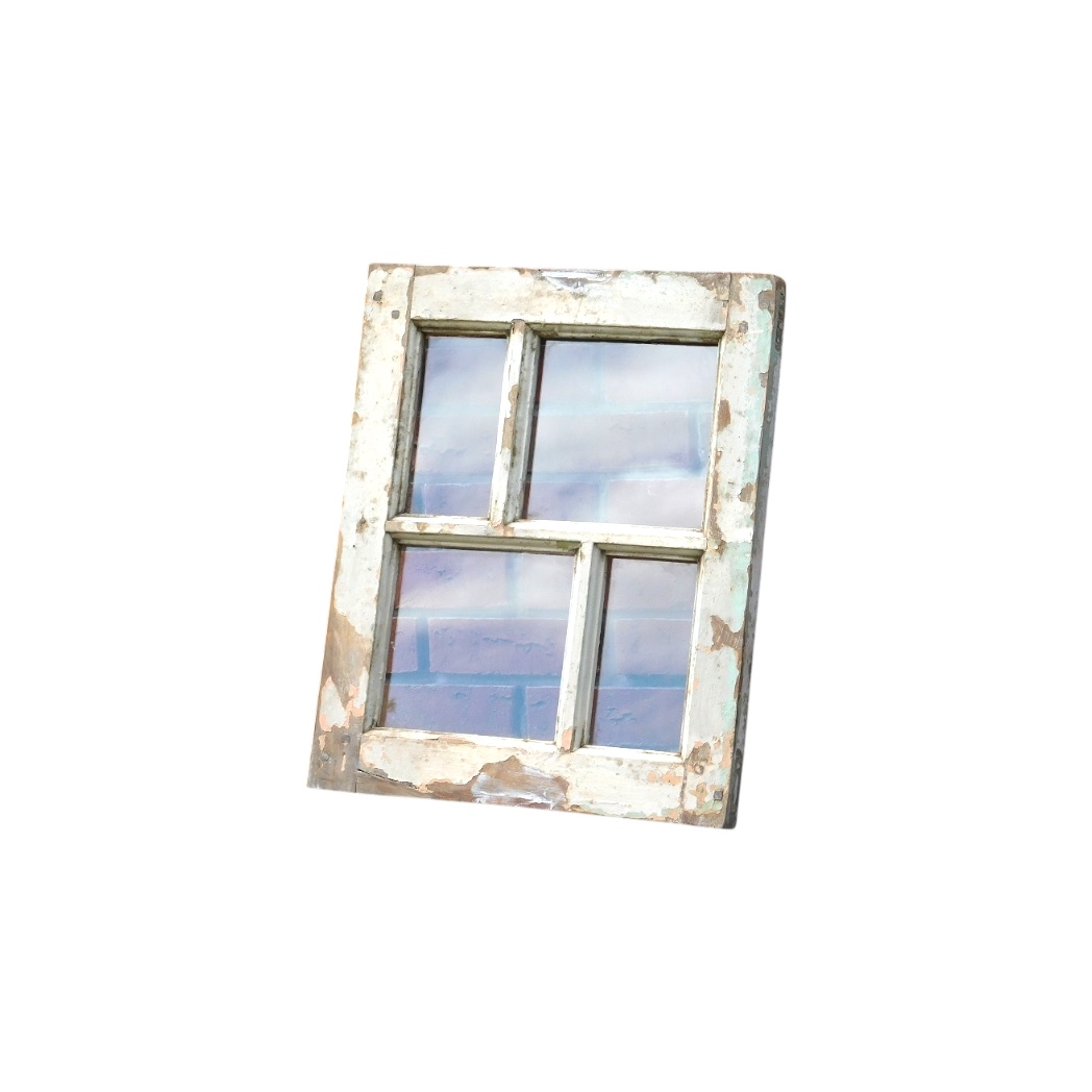 Houten raamkozijn - met glas - rustiek wit - vintage