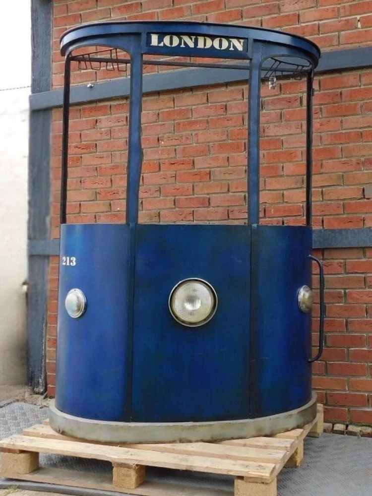 Bar à vin vintage - Tramway bleu londonien - Mobilier ancien