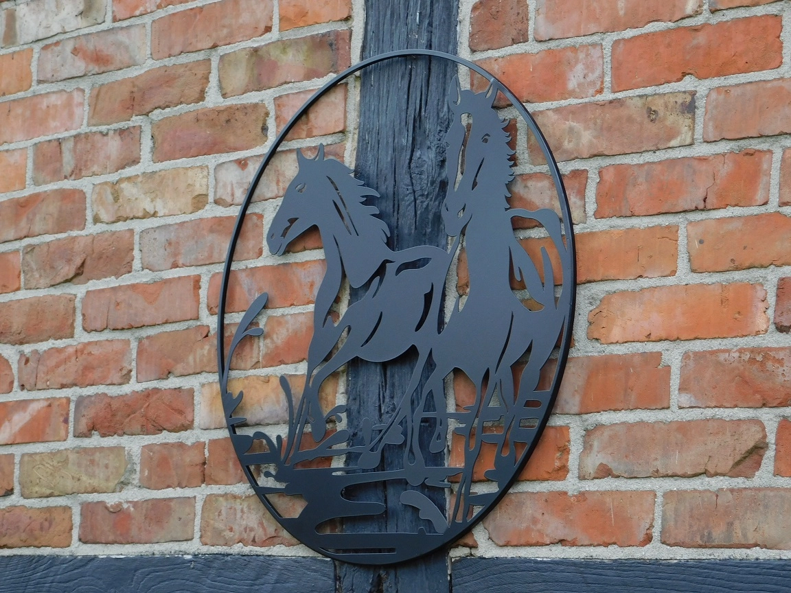 DEKADRON Sculpture murale en métal, décoration murale en métal, arbre cheval, décoration d'intérieur