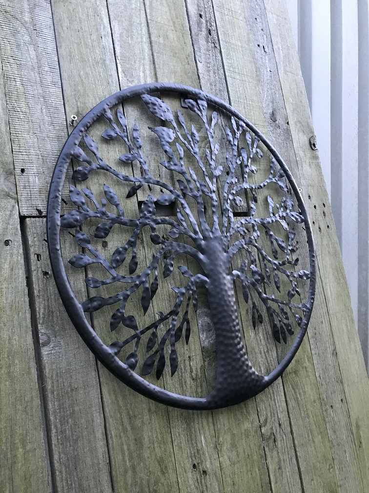 Wandschmuck 'Baum des Lebens', mit Vögeln, mattschwarz