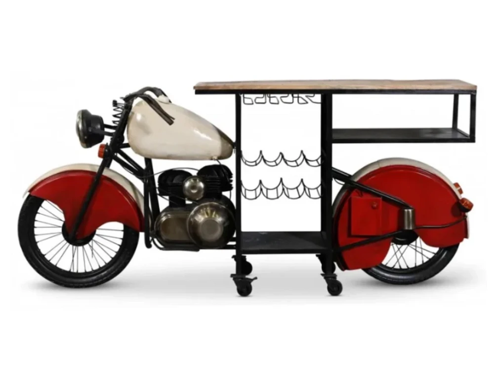 Motorrad-Bartisch – Weinbar – Vintage und Industrie-Stil – 226 cm