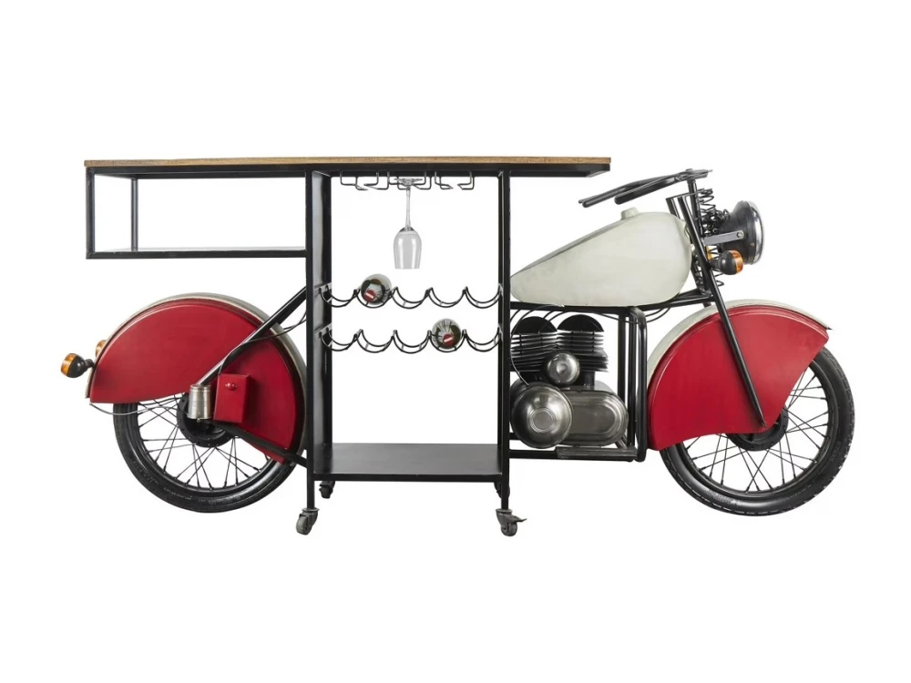 Motorrad-Bartisch – Weinbar – Vintage und Industrie-Stil – 226 cm