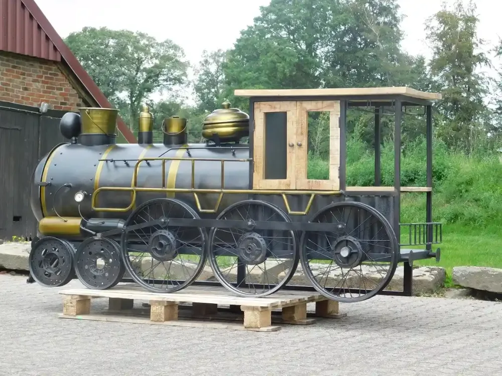 Bar rétro en forme de train – 230 cm – cave à vin exclusive en métal