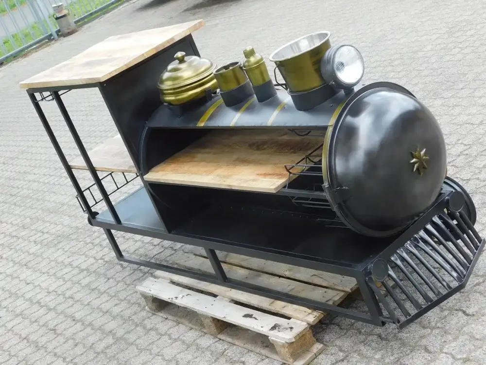 Bar rétro en forme de train – 230 cm – cave à vin exclusive en métal