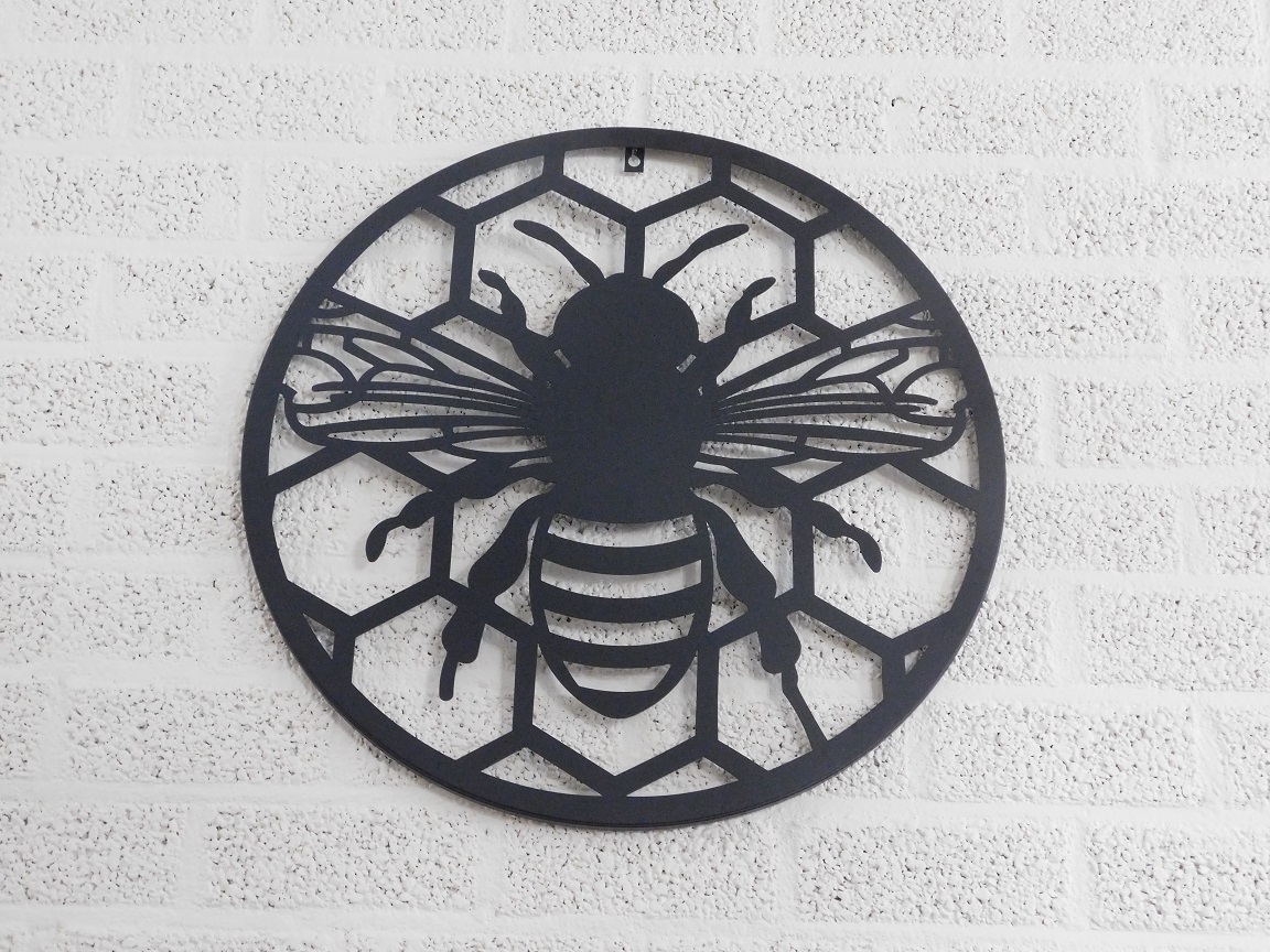 Wanddekoration Bee - Stahl, schwarz