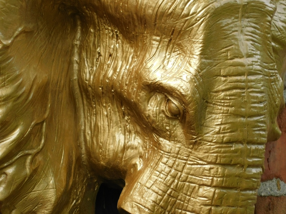 Wandornament olifant - goud - polystone