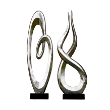 Set abstracte beelden – 130 cm – zilverkleurig aluminium met marmeren voet