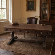 Antiek houten bureau in klassieke werkkamer