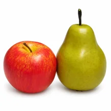 Echt lijkende appel en peer, huisdecoratie