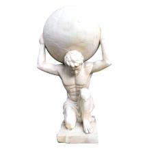 Atlas met wereldbol - polystone beeld - 70 cm - oud wit