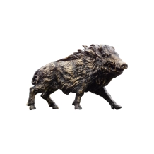 Beeld wild zwijn - 45 cm - zwart met goud - polystone