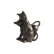 Twee spelende katten – 26 cm – antraciet – polystone
