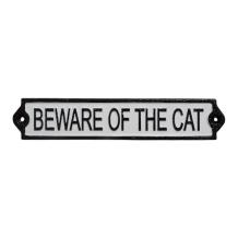 Deurbordje ‘Beware of the Cat’ – 26 cm – gietijzer zwart/wit