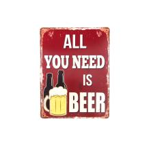 Bordje met de tekst: 'ALL YOU NEED IS BEER'