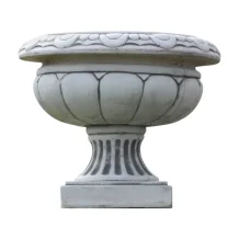 Ronde bloempot – 33 cm hoog – stenen decoratie – Ø 40 cm