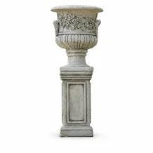 Gartenvase mit Weintrauben auf Sockel - 97 cm - Stein