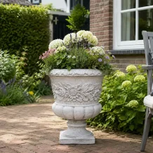 Grote bloempot ‘Zonnebloem’ – steen – sierlijk motief