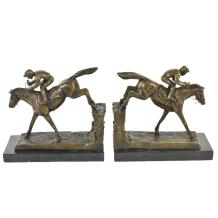 Set boekensteunen Jockey, Brons, Bronzen Paarden en Rijders