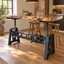 Boomstamtafel verstelbaar – industrieel – 180 cm – hout
