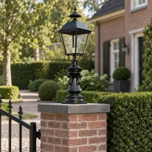 Buitenlamp op sokkel - 103 cm - zwart - klassieke tuinlamp