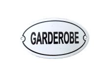 Bordje emaille "garderobe" voor op de deur