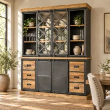 Industriële Buffetkast – Metaal & Hout – 210 cm – Groot