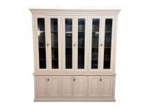 Buffetkast lichtgrijs – 235 cm – grote vitrinekast met glas