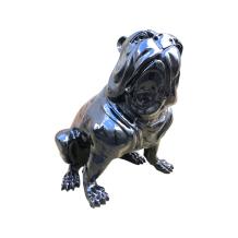 Bulldog - zittende hond - polystone - 60 cm - zwart