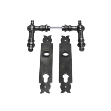 Deurbeslag set met 2 klinken en 2 platen (PC92) - gietijzer grijs