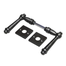 Set klinken Windsor + klinkrozetten vierkant - gietijzer verzinkt