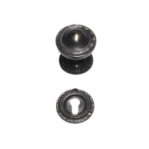 Vaste deurknop met rozetten – PC set – donker messing