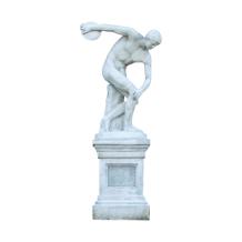 Discobolus op Sokkel - 155 cm - Volledig Steen