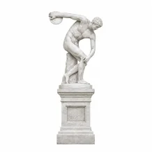 Discuswerper - op sokkel - steen - 155 cm - klassiek wit