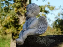 Sitzender Engel - Steinstatue - 20 cm - Gartendekoration