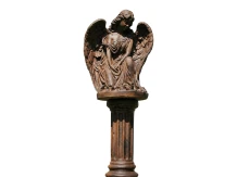 Engel op sokkel – 95 cm – steen – oxide afwerking – robuust