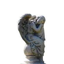 Engel beeld op bol – steen – 36 cm – tuindecoratie