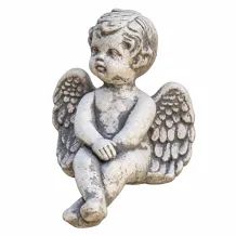Zittende engel - stenen beeld - 20 cm - tuindecoratie