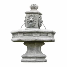Fontein leeuw XL - 125 cm - steen - tuinfontein met spuwers