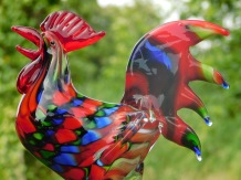 Coq en verre soufflé à la main – coloré – 30 cm