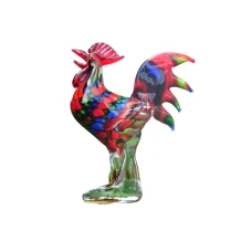 Handgemaakte glasgeblazen haan – kleurrijk – 30 cm
